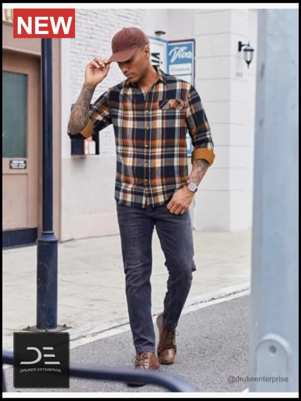 Long Sleeve Button Down Plaid Shirt Work Men's Flannel Casual